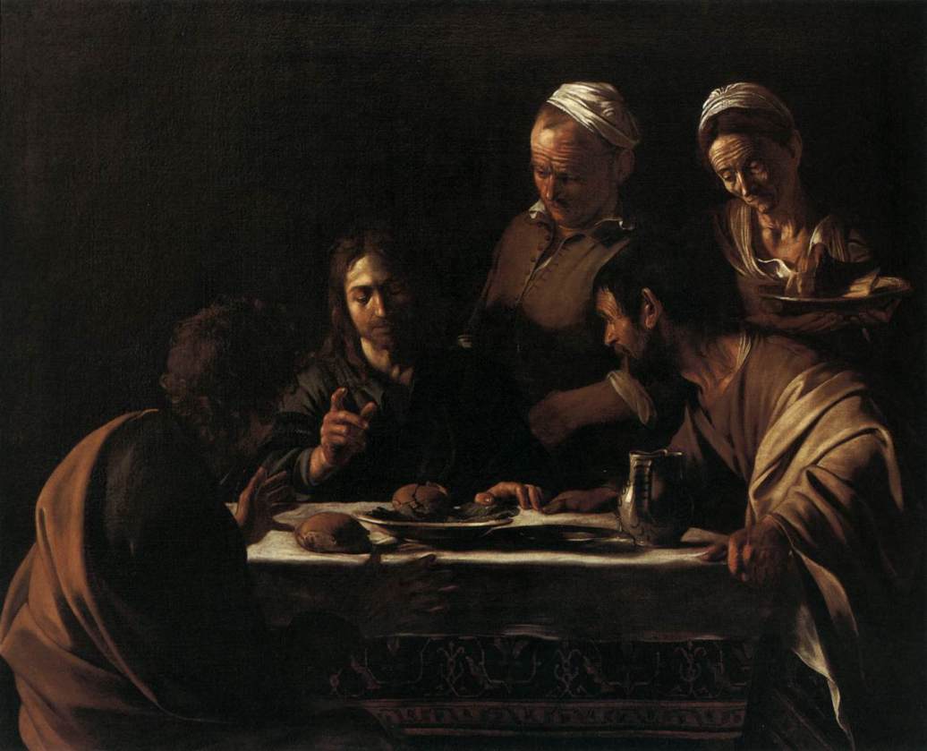 カラヴァッジョ　「エマオの晩餐 」1606　Oil on canvas, 141 x 175 cm　　ミラノ、ブレラ美術館